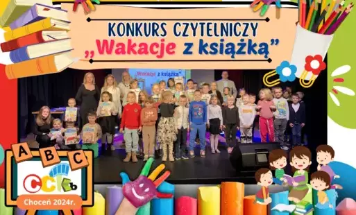 Zdjęcie grupowe wszystkich uczestników konkursu, dzieci na scenie z dyplomami