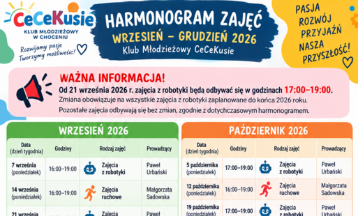 Zdjęcie do CeCeKusie - harmonogram zajęć